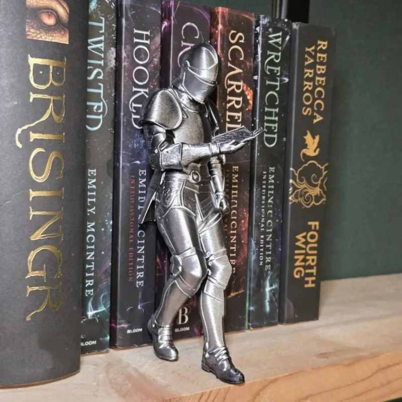 3D Printing Knight Statue Knight Bookshelf Decor Armored Gothic Statue Fantasy Library Figurine for Book Lovers Unique Desktop O