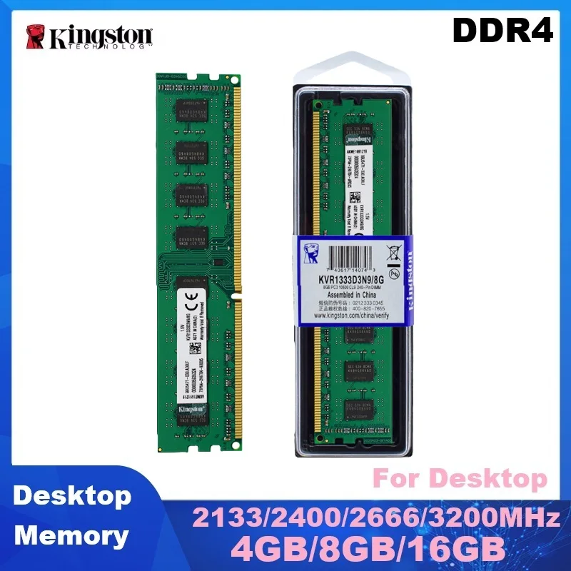 Memoria RAM Kingston DDR4 para Ordenador de Escritorio, 3200MHz 2666MHz 2400MHz 2133MHz, Memoria para Juegos, 4GB 8GB 16GB UDIMM, Memoria RAMS de 288 Pines
