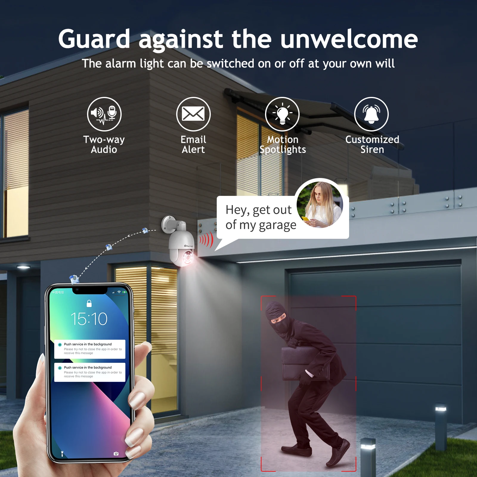 Techage 4MP 5MP 8MP PoE PTZ IP Camera Outdoor Waterproof 2-Way Audio AI Human Detection telecamera di sicurezza Xmeye NVR System ONVIF