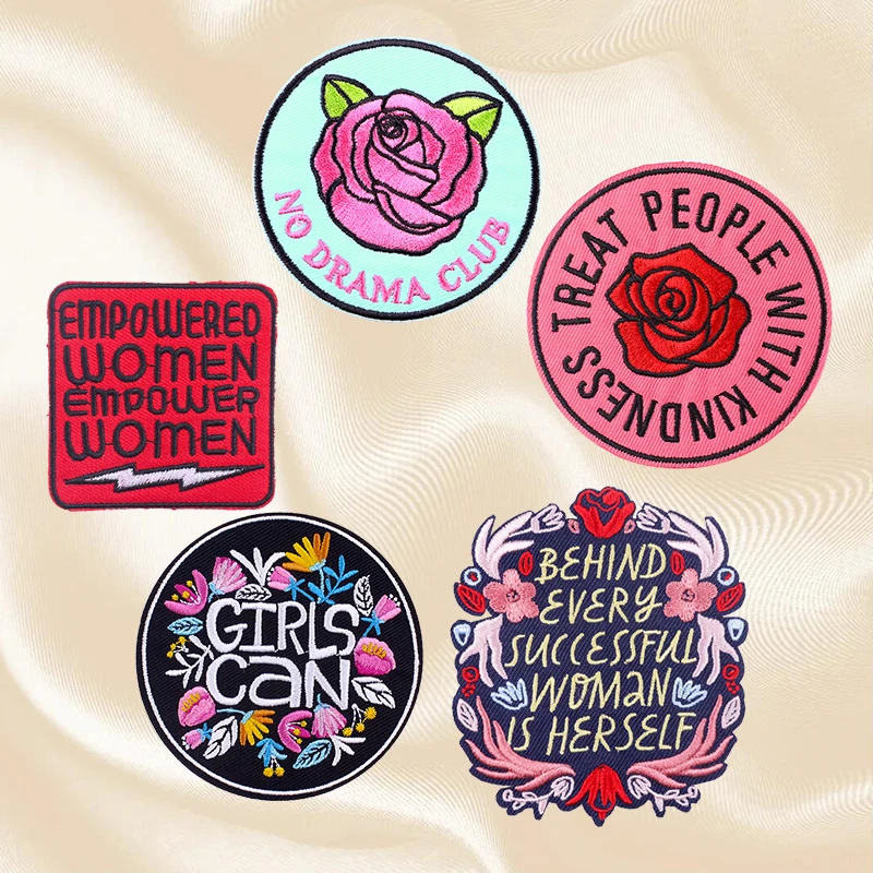 

Set Patch Women's Rights Embroidery Patch DIY Cartoon/Letter Patches For Clothes DIY Iron On Patches For Clothing Sew Applique