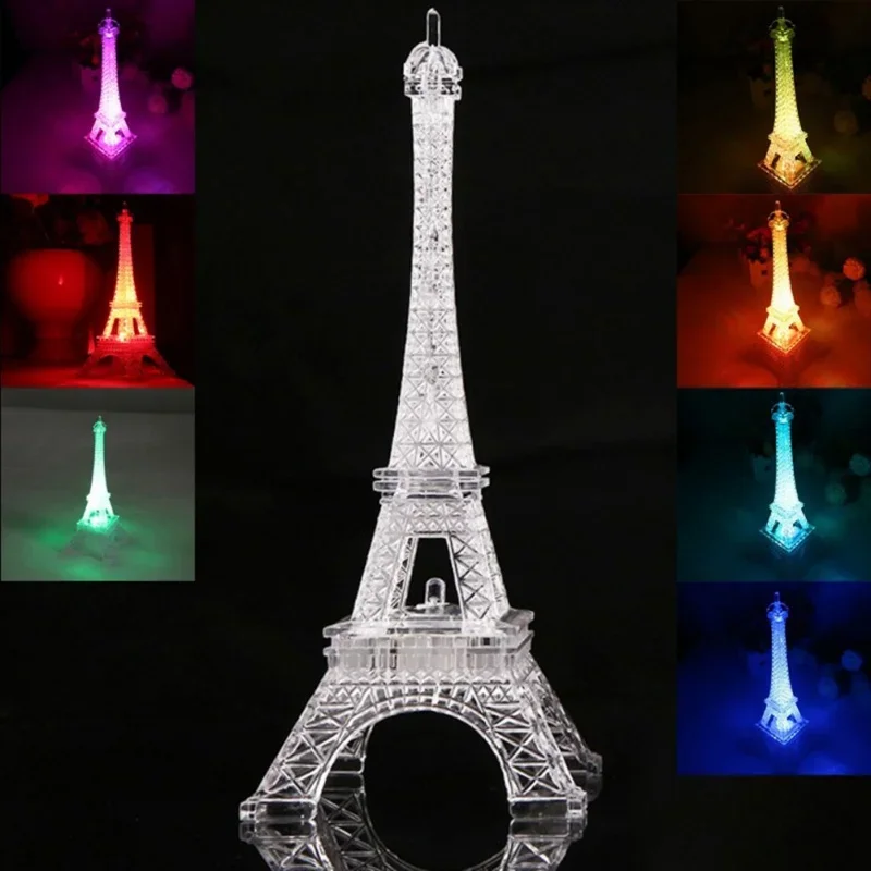 3D Romantic France Eiffel Tower/Paris Tower LED Night Light RGB Bedroom Table Lamp Kids Friends Family Gifts Home decoration Led