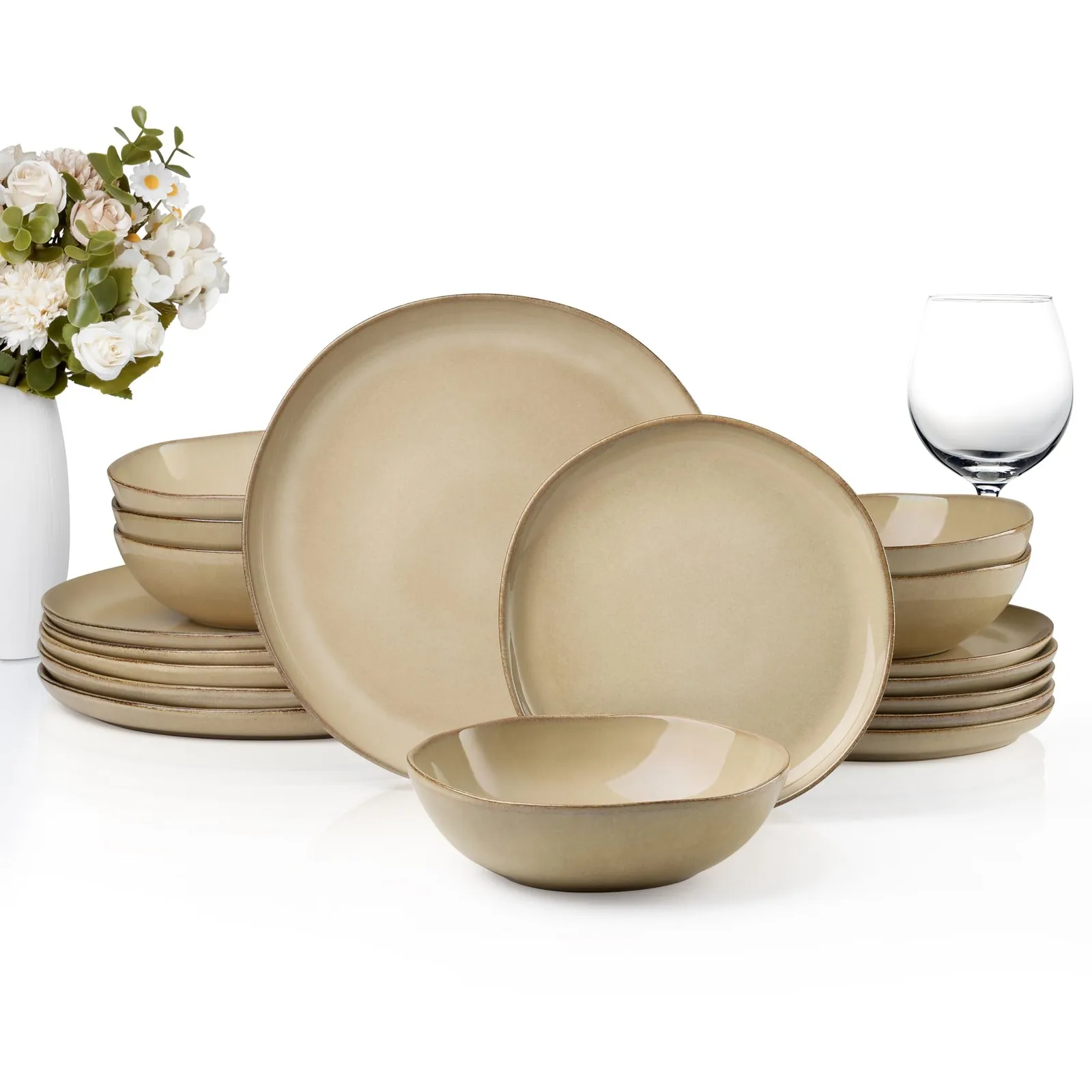 طقم أدوات مائدة سيراميك مكون من 18 قطعة من أواني الطعام الحجرية المطلية يدويًا أطباق وأطباق لتناول الطعام الحديث أدوات مائدة سيراميك أنيقة #2