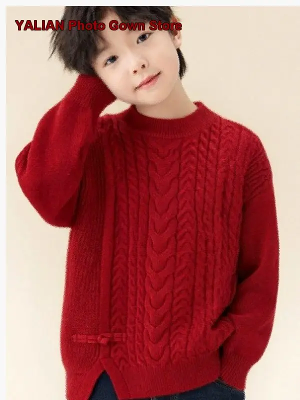 Kids Neo-Chinese Style Knot Button Autumn Winter Older Kids Festive Greeting Outfit Girls