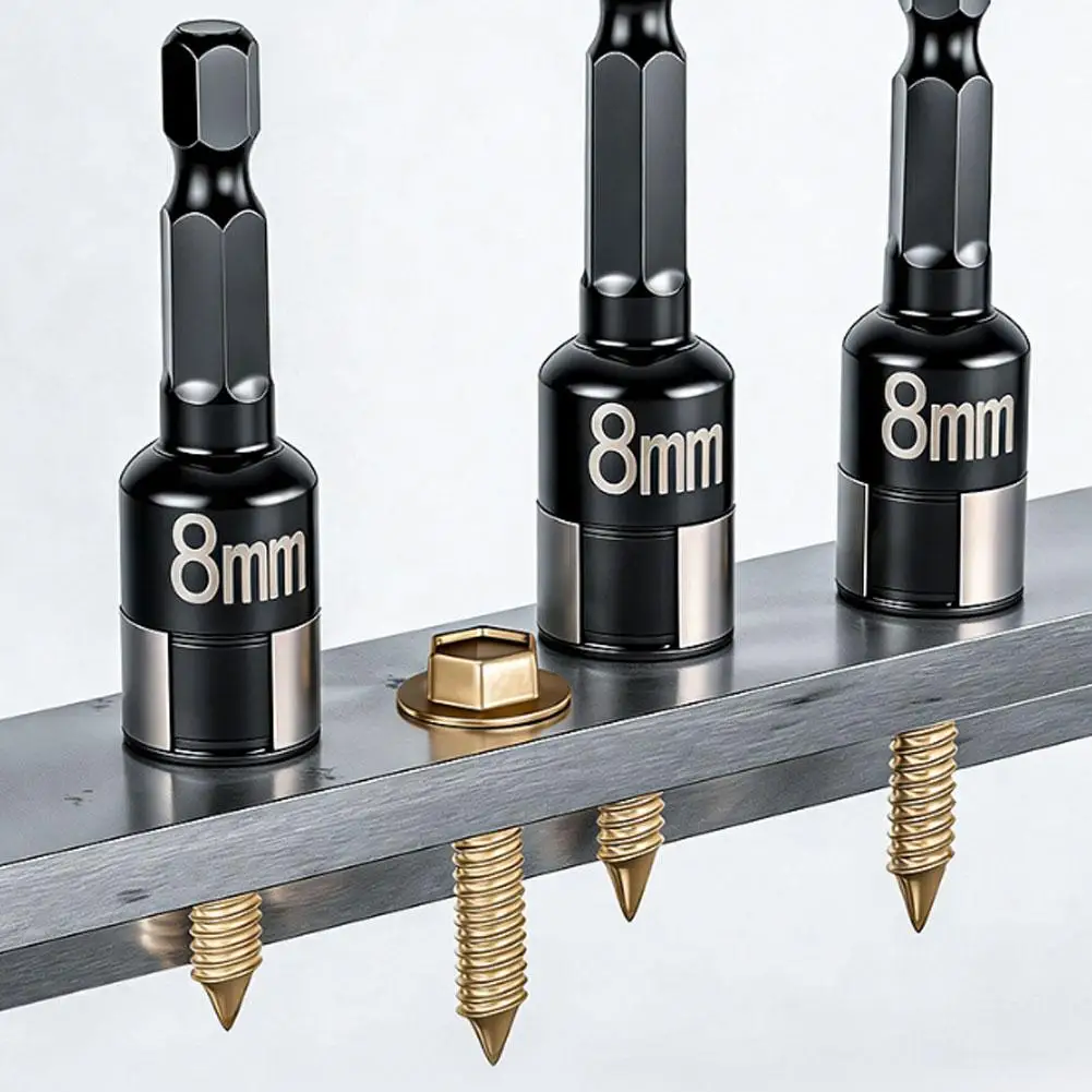  8mm Deep Air Impact Socket Hex Shank Impact Socket Bits Power Nut Driver For Torque Wrench Auto Repair Tools Ratchet