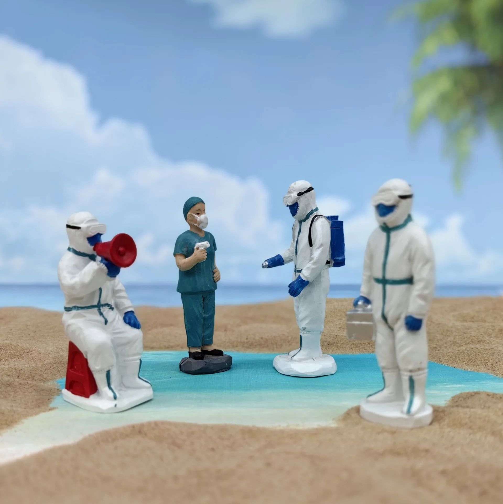 

Resin handicraft ornament, psychological sand table, sand utensils, character caregivers, protective personnel disinfect medicin