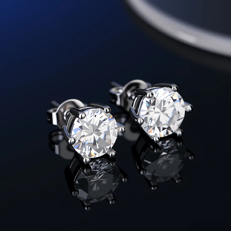 Heiße 0,5-2,0CT Echte Moissanit- und Zirkon-Ohrringe, Schöne S925 Sterling Silber Hochwertige Glänzende Hochzeitsschmuckstücke – Detail 13