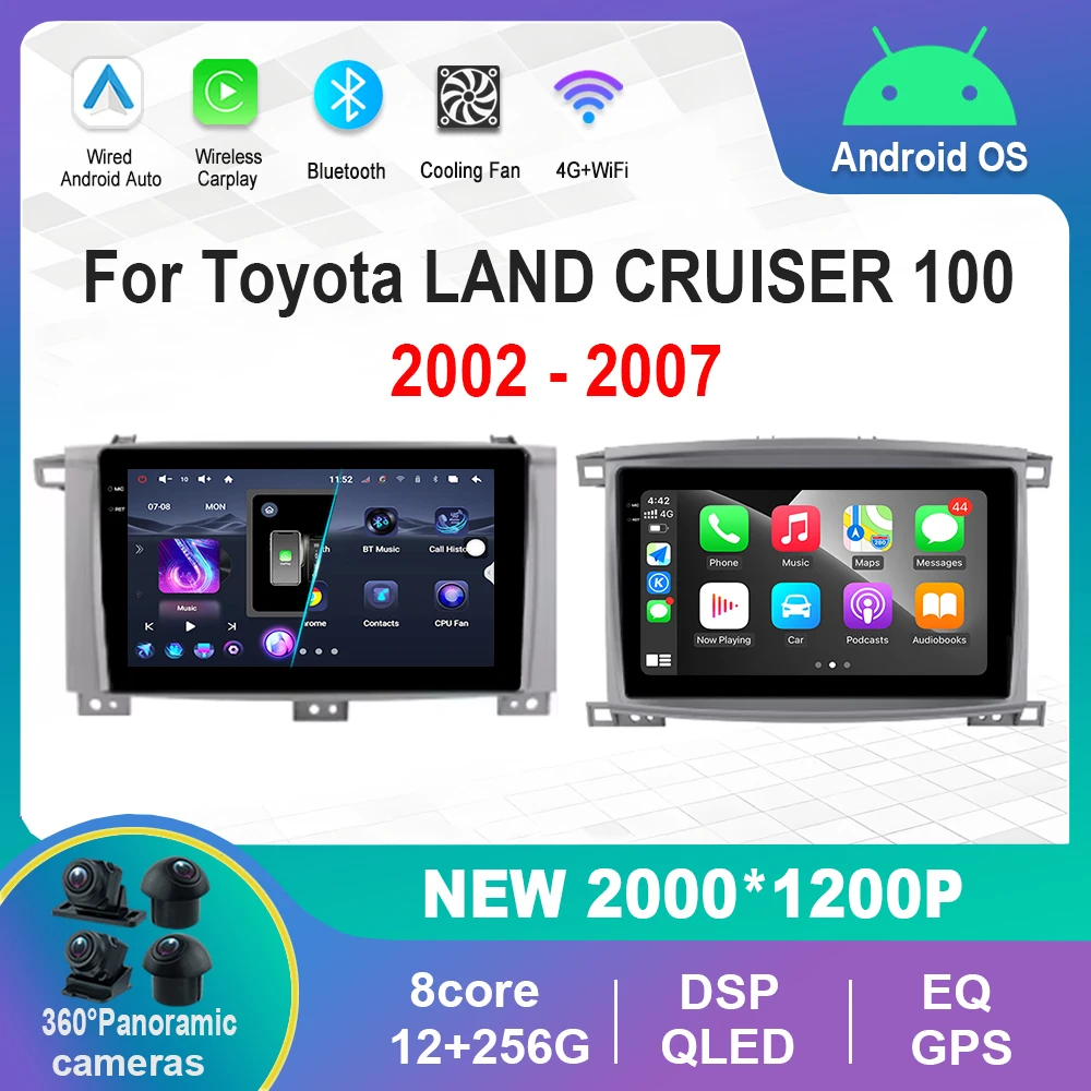 For Toyota LAND CRUISER 100 2002 - 2007 Car Video Multimedia Player  Android System GPS WiFi 360 Camera IPS Screen 4G DSP Stereo