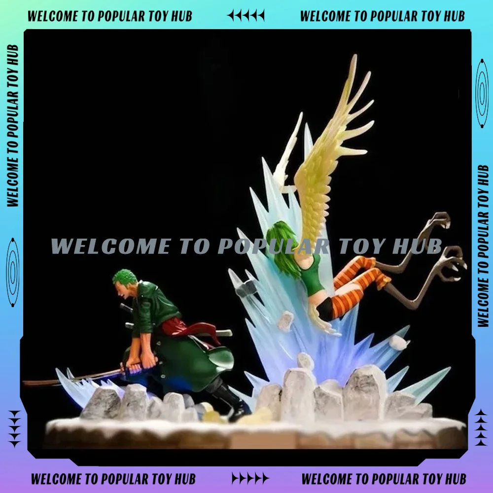 New 22cm Anime One Piece Figurine Roronoa Zoro VS Monet Action Figures Great Shocking Scene PVC Custom Model Periphery Toys Gift