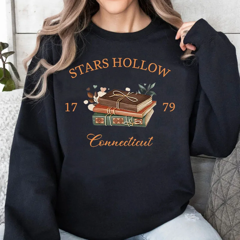 Stars Hollow Christmas Festival Sweatshirt Autumn Winter Connecticut Books Lover Crewneck Sweatshirts Long Sleeve Hoodies