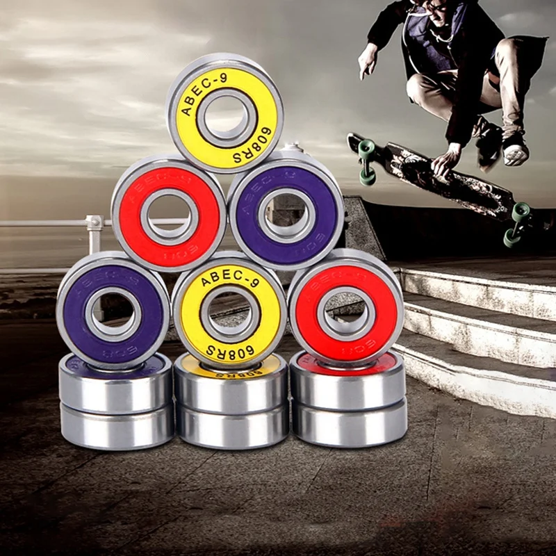 

GZMO 16Pcs 608RS Bearing ABEC9 Skateboard Bearings Chrome Steel Ball for Ongboards Inline Skates 8X22X7mm Yellow
