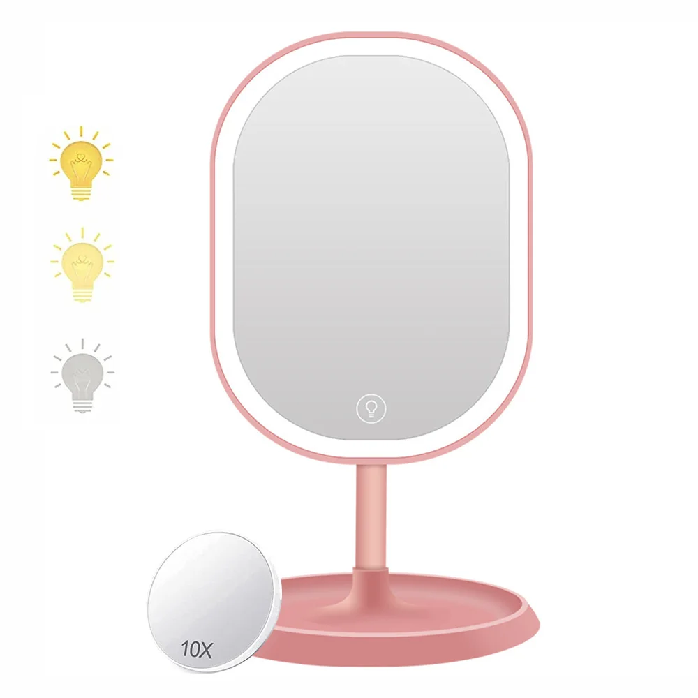 

New smart three-tone light LED Vanity Mirror Light Makeup Mirror With 1X/10X Magnification 3 Light Colors Vanity Bathroom Cosmet