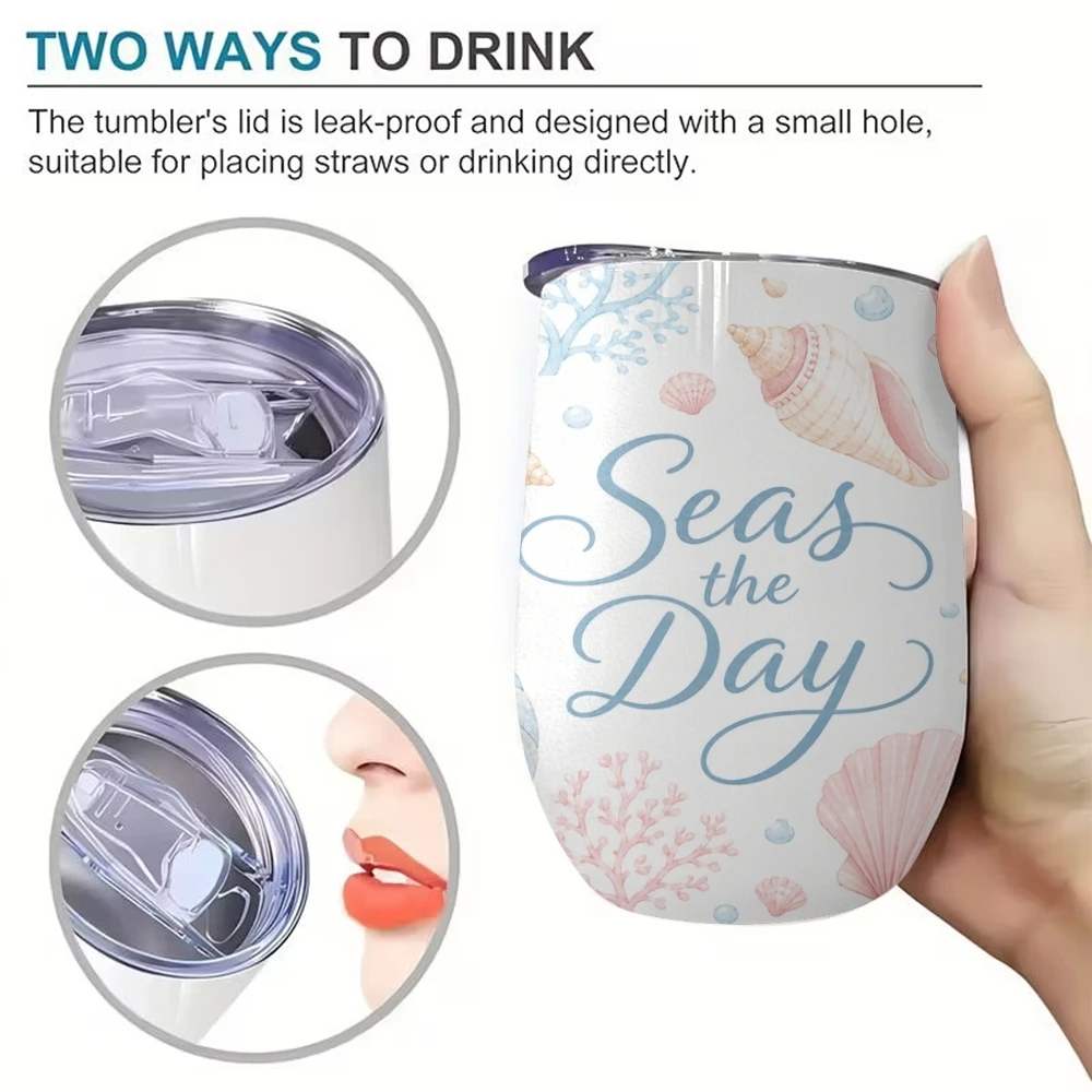 Summer Beach Seashells and Starfish Vacuum Flasks Insulated with Lid Double Wall Vacuum Stainless Steel Cup Hot & Cold Drink Mug