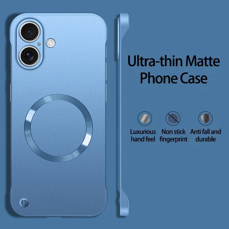 

Новый тонкий тонкий матовый металлический магнитный чехол для ПК для Magsafe iPhone 17 Air 17 16, 15, 14, 13, 12 Pro Max Plus, безрамный чехол