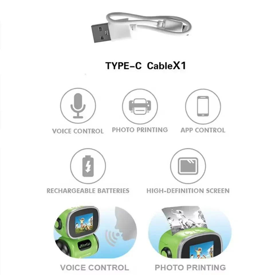AI Voice Control Printer Robot AI intelligent printing  APP Transmission Printing Robot Photo Printing Definition Color Screen