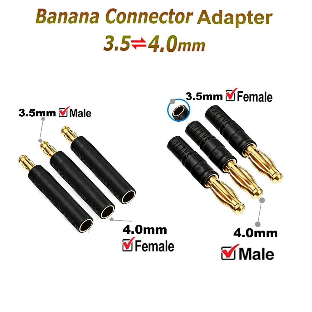 No Cable 3.5mm to 4.0mm Bullet Banana Connector Adapter Female/Male Extension Conversion Plug for RC ESC Car Motor Charger