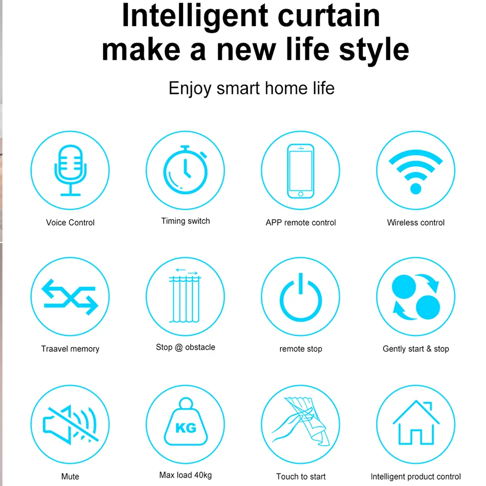 Imagem -03 - Cortina Elétrica Inteligente Jinashu-tuya Wi-fi Motor Zigbee Motor com Aplicativo de Vida Inteligente Suporte Alexa e Google Home