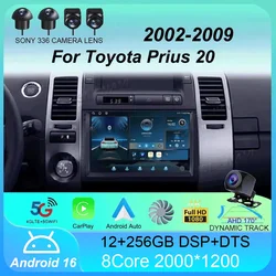 Android 16 Car Radio Carplay Auto WIFI+4G For Toyota Prius 20 2002-2009 Multimedia Video Player GPS Navigation Stereo Head Unit
