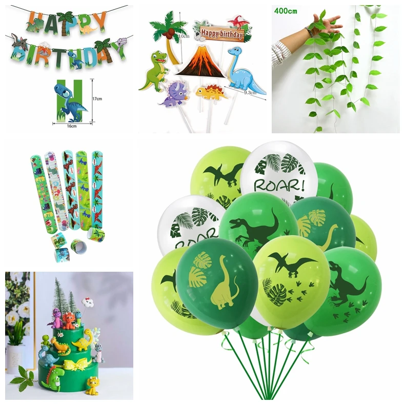 Dinosaur Balloons Set Jungle Safari Boy Birthday Ballon Roar Balon One 1st Birthday Dino Baloon Happy Birthday Decor Kids Boys