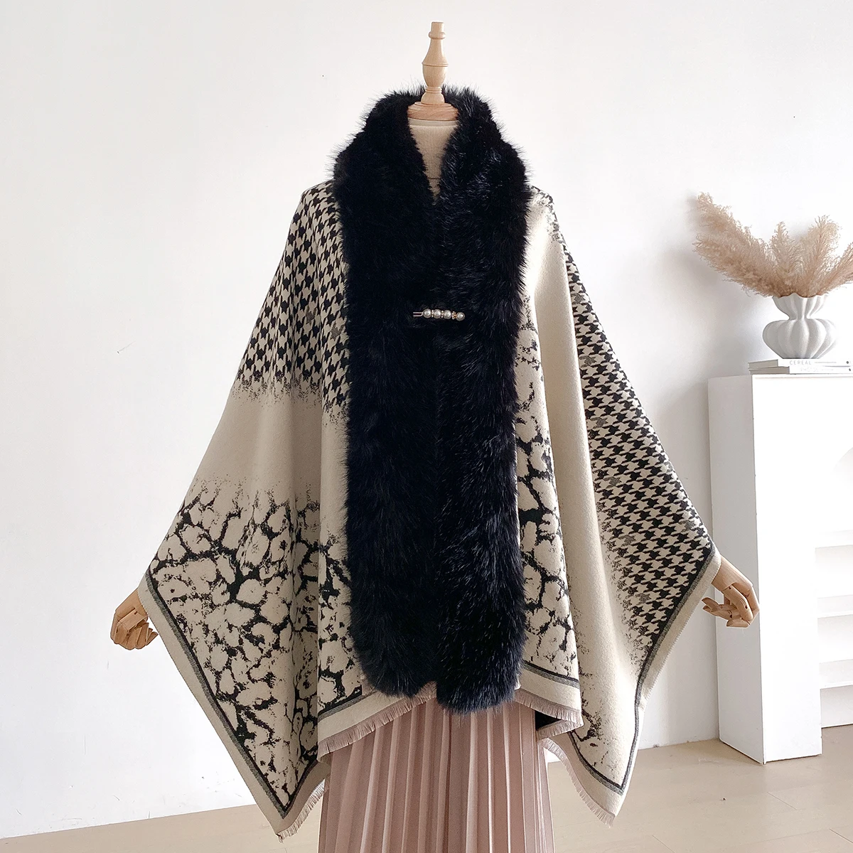 가을 겨울 패션 고급 인조 캐시미어 여성 자카드 스카프 - Women'S Fashion Poncho 리뷰 및 가격