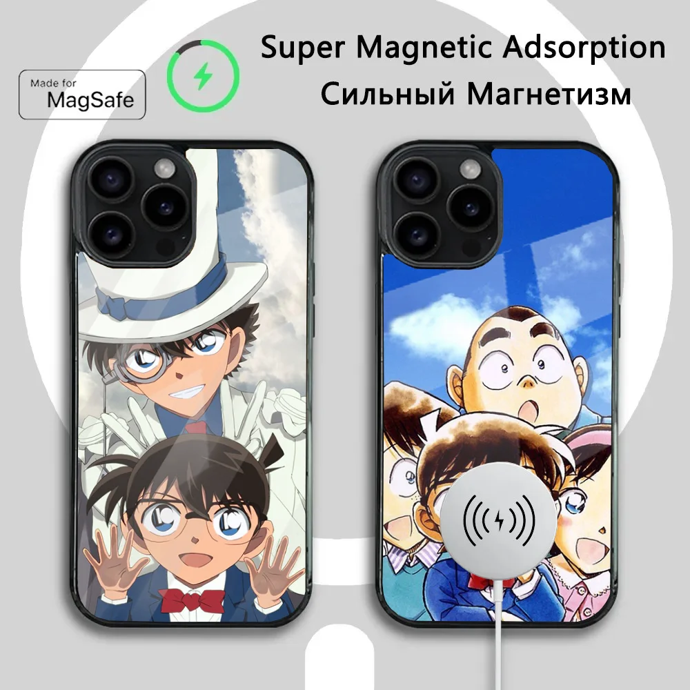 Anime D-Detective Conan Phone Case For iPhone 16 15 14 13 12 11 Plus,Pro,Max Mini Magsafe Magnetic Wireless Charging