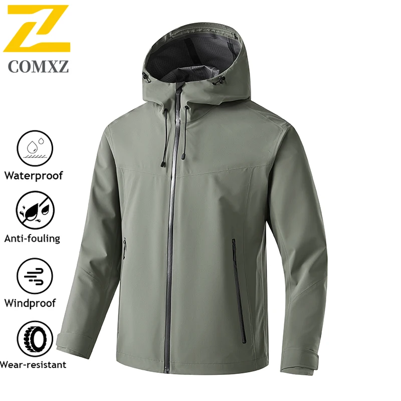 New Soft Shell Waterproof Jacket Men's Autumn Outdoor Mountain Wear-resistant Windbreaker Men Rock Climbing Travel Hooded Coats