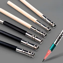 Dual Head /Single Head Pencil Extender Holder Set Adjustable Pencil Lengthener Writing Drawing Tool Wood Sketch Pencil Extension