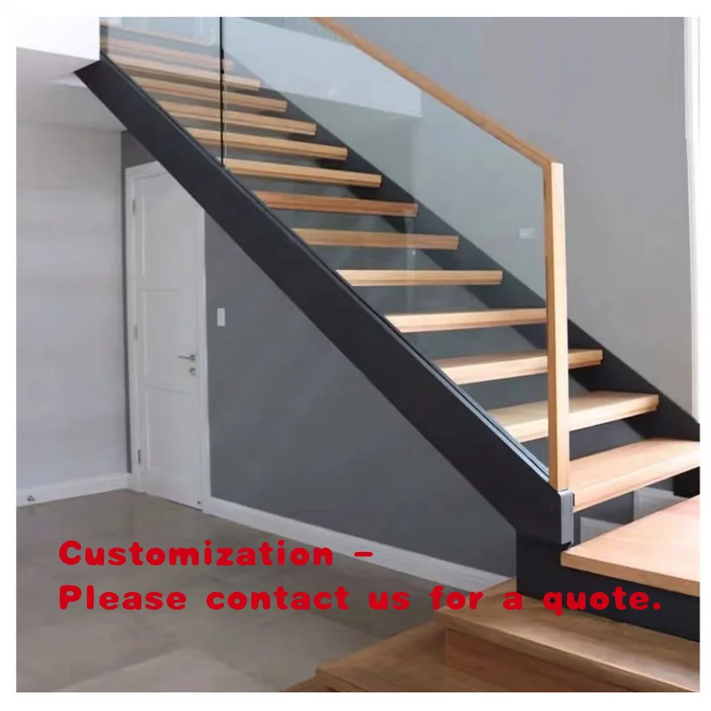 custom.TAKA Customized Steel Wood Stairs Staircase with Single Stringer Steel Wood Floating Stair