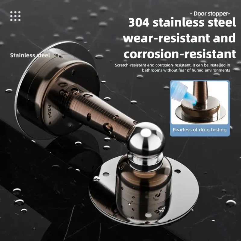

Heavy-Duty Stainless Steel Magnetic Door Stopper: Wall-Mounted No-Drill Buffer Holder for Home & Office