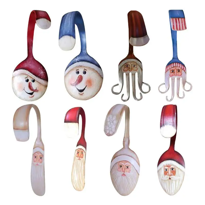 Curly Fork Santa Christmas Ornament Curly Santa Claus Spoon Painted Christmas Decoration Funny And Diverse Xmas Tree hangings