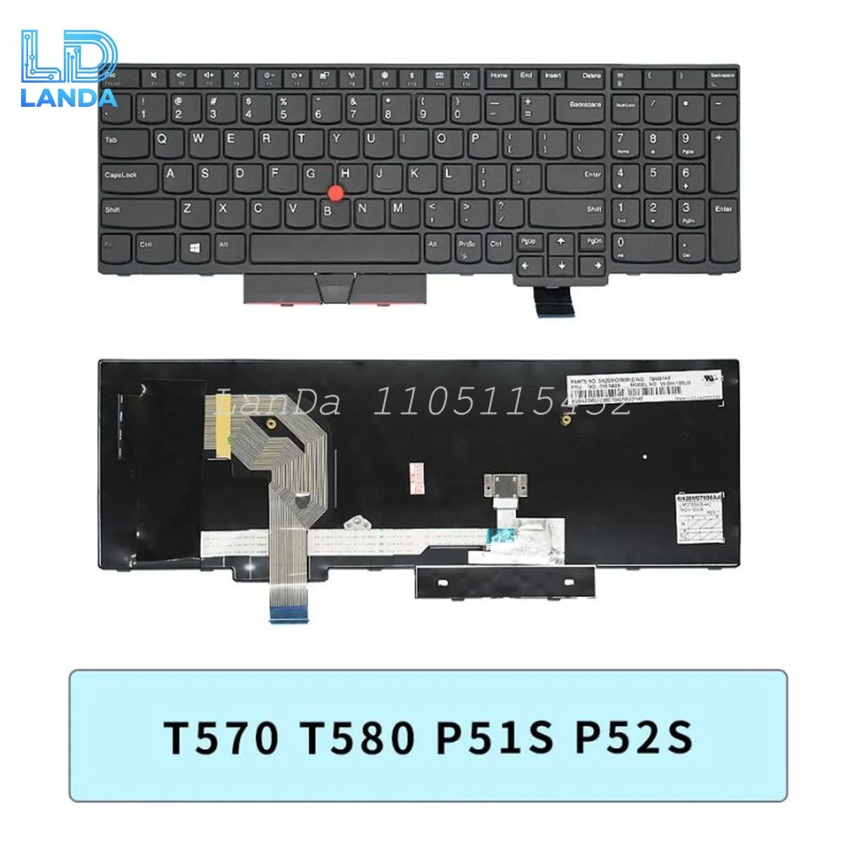 US Keyboard For Lenovo ThinkPad T570 T580 P51S P52S with Point No Backlit Laptop