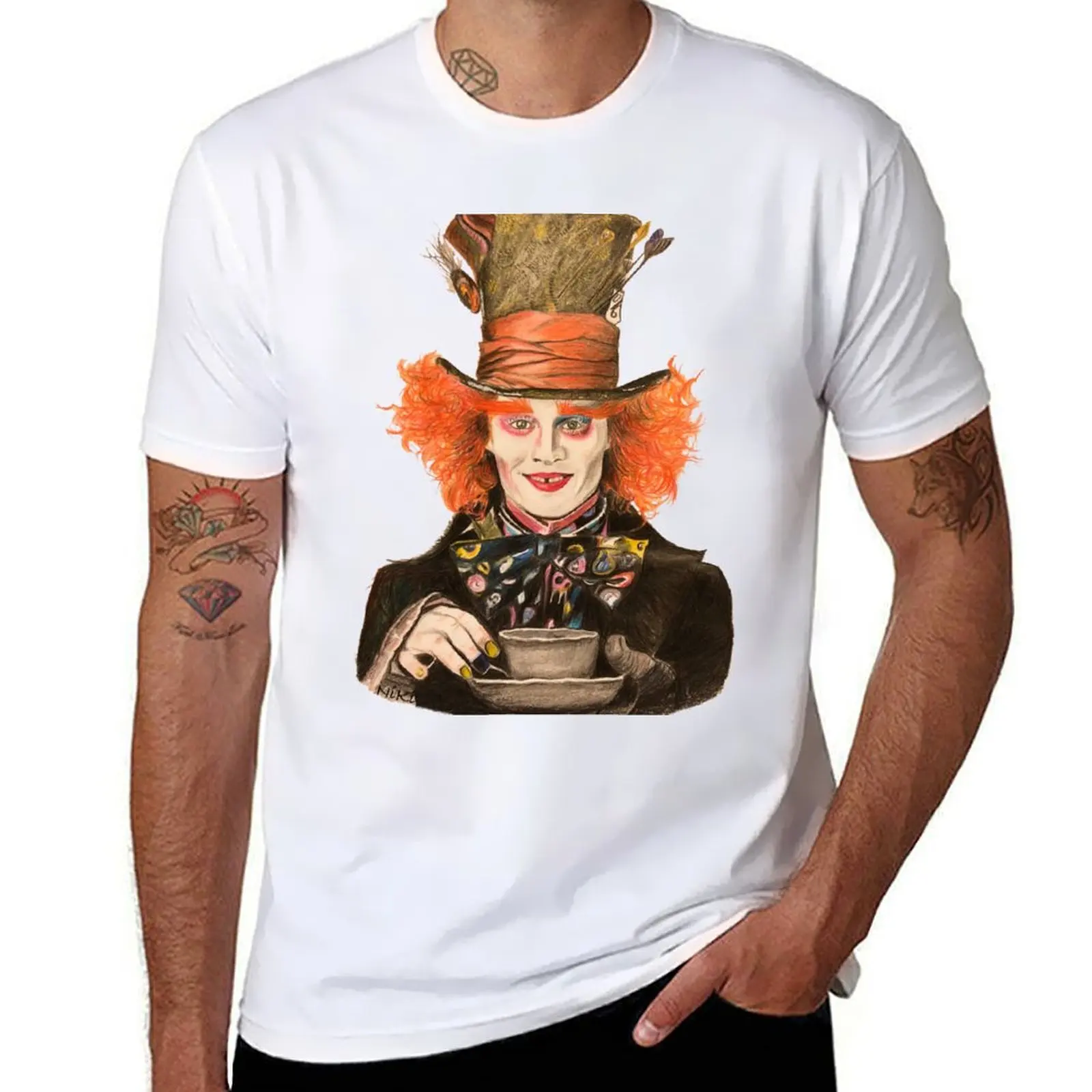 

Футболка Mad Hatter, футболки с аниме, мужские футболки большого размера с рисунком, футболка