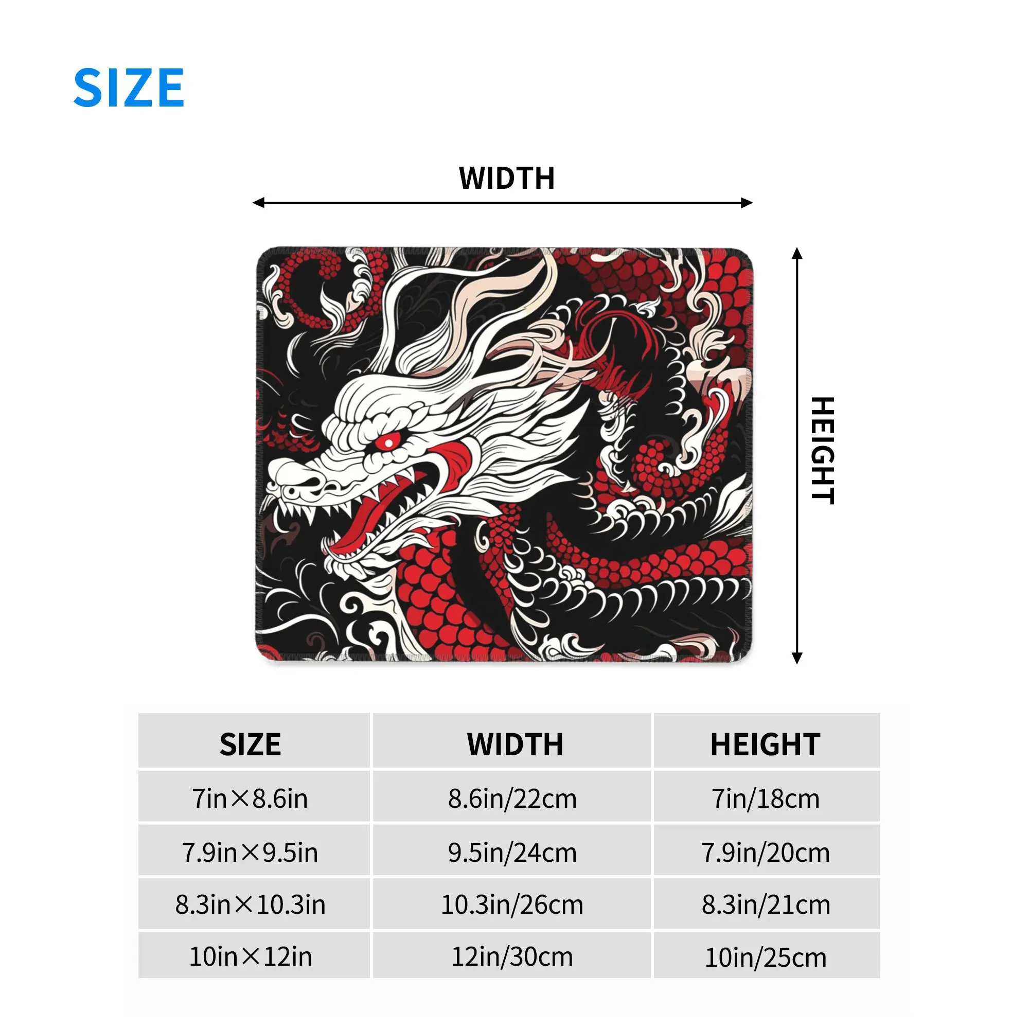 Красный, черный и белый традиционный китайский дракон. Коврик для мыши Компьютерная клавиатура Коврик для мыши Игровой ПК Коврик для ноутбука