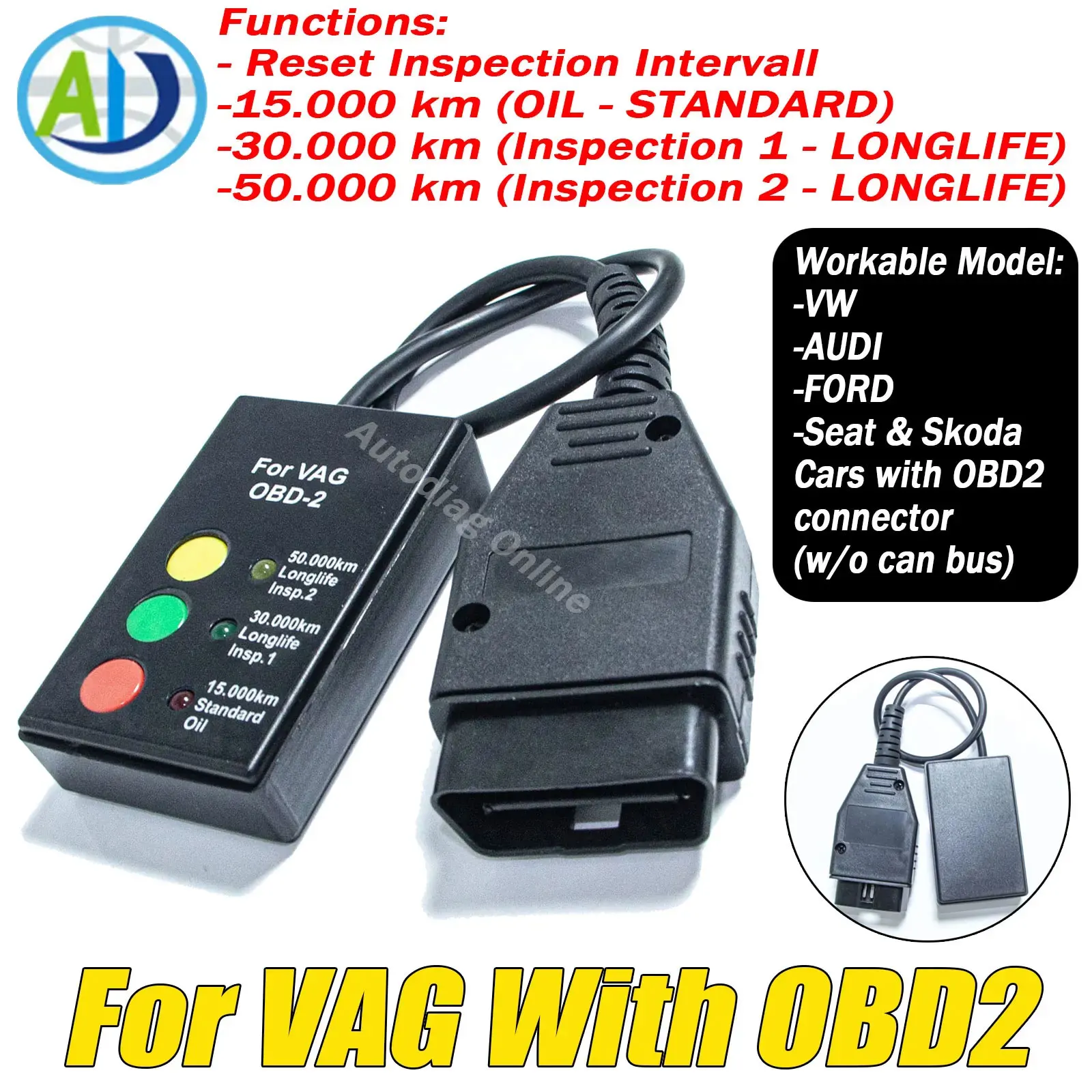 

OBD2 Oil Service Reset Tool for VW/AUDI/SEAT Automotive OBDII Reset Inspection Interval Tool For VAG Vehicles Car SI RESET Tool