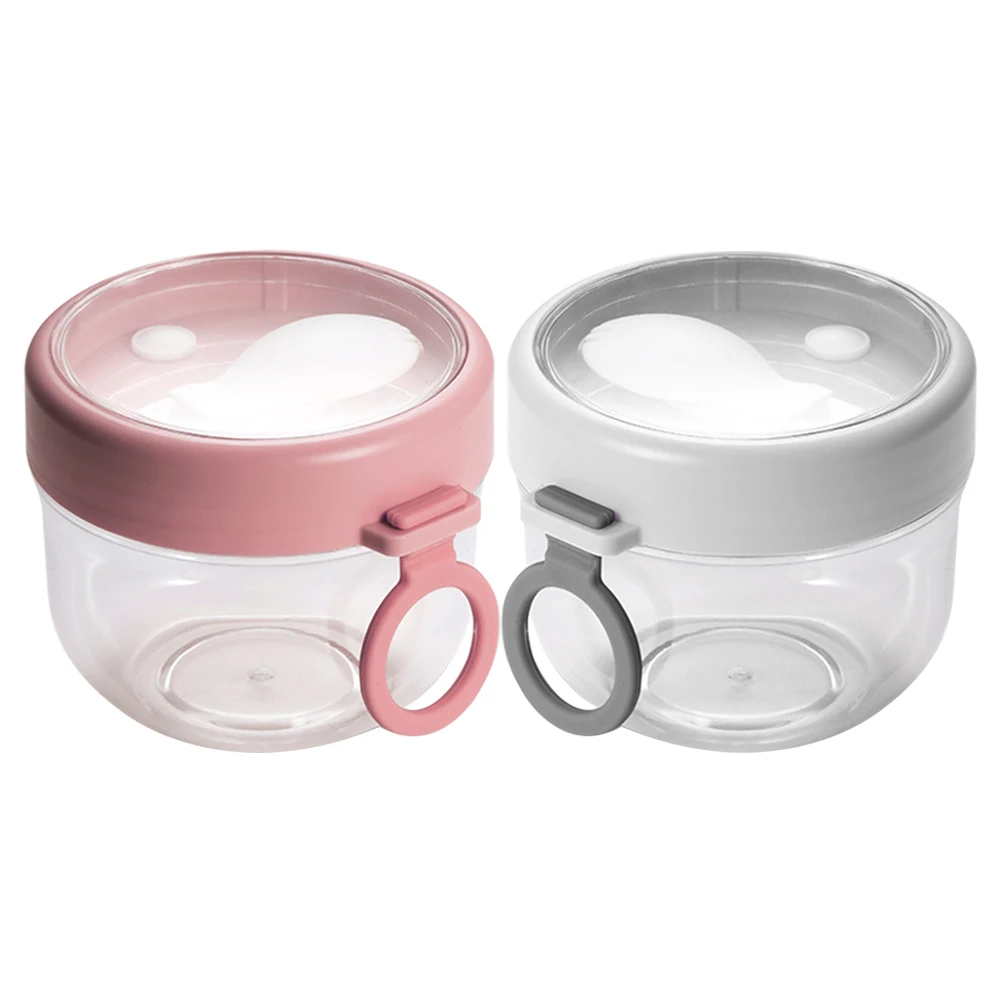 

2pcs Large Jars For Breakfast Leak-Proof Oatmeal Cups Portable Milk Cereal Storage Jar Set