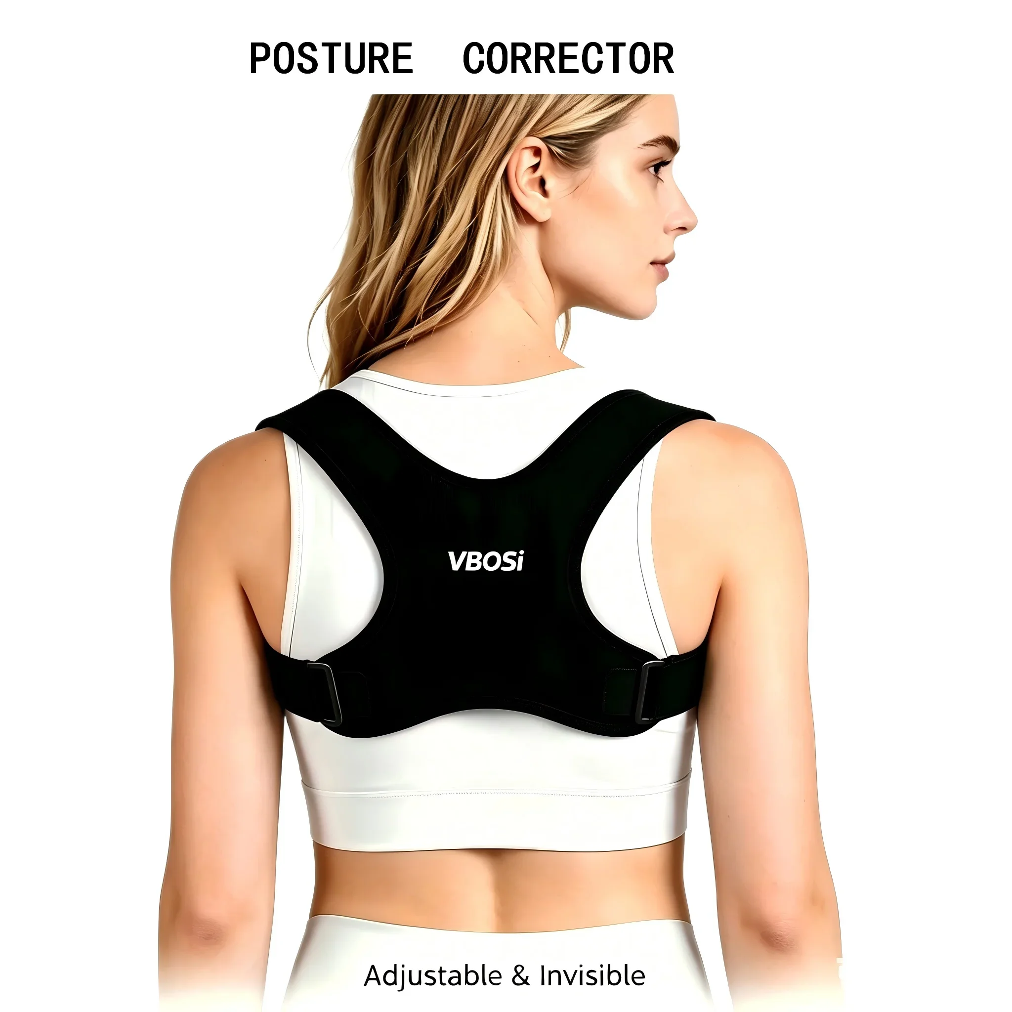 VBOSI Adjustable Posture Corrector for Men Women Invisible Upper Back Support Brace Shoulder Straightener for Hunchback Correcti
