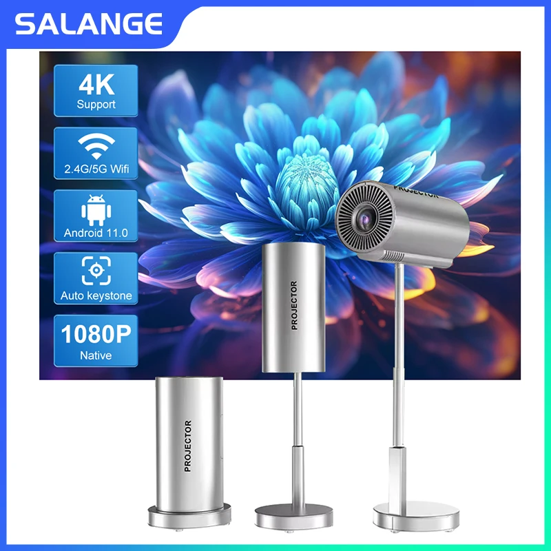 

Salange X5 Projector Mini Native 1080P HD 4K Video Android 11 WiFi Bluetooth 3D Sound Portable Outdoor Office Home Theater Gold