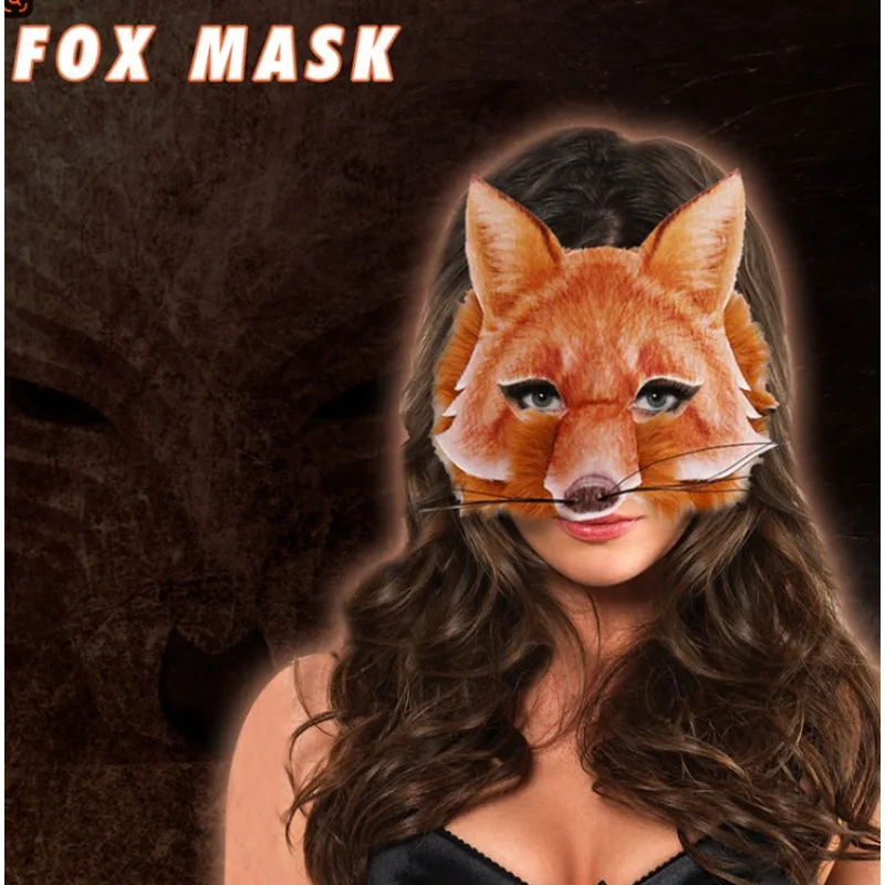 أقنعة حفلات الحيوانات - غطاء وجه نمر فروي واقعي للمناسبات التنكرية - نصف قناع خفيف الوزن للبالغين/الأطفال (البومة/الثعلب/الذئب)