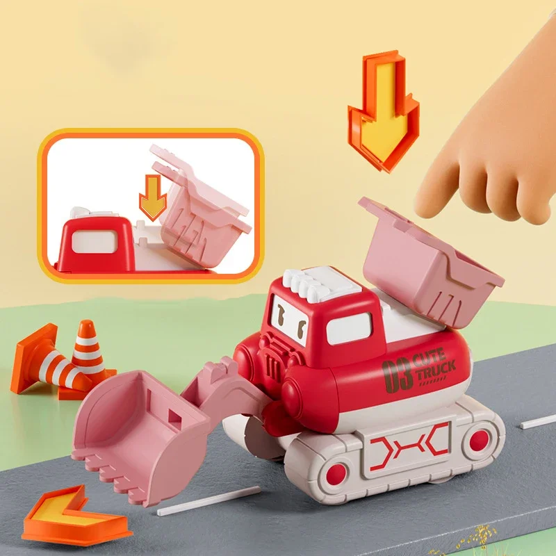 Criança dos desenhos animados carro de brinquedo mini imprensa ir veículos inércia puxar para trás carros crianças educação rastejando para crianças meninos