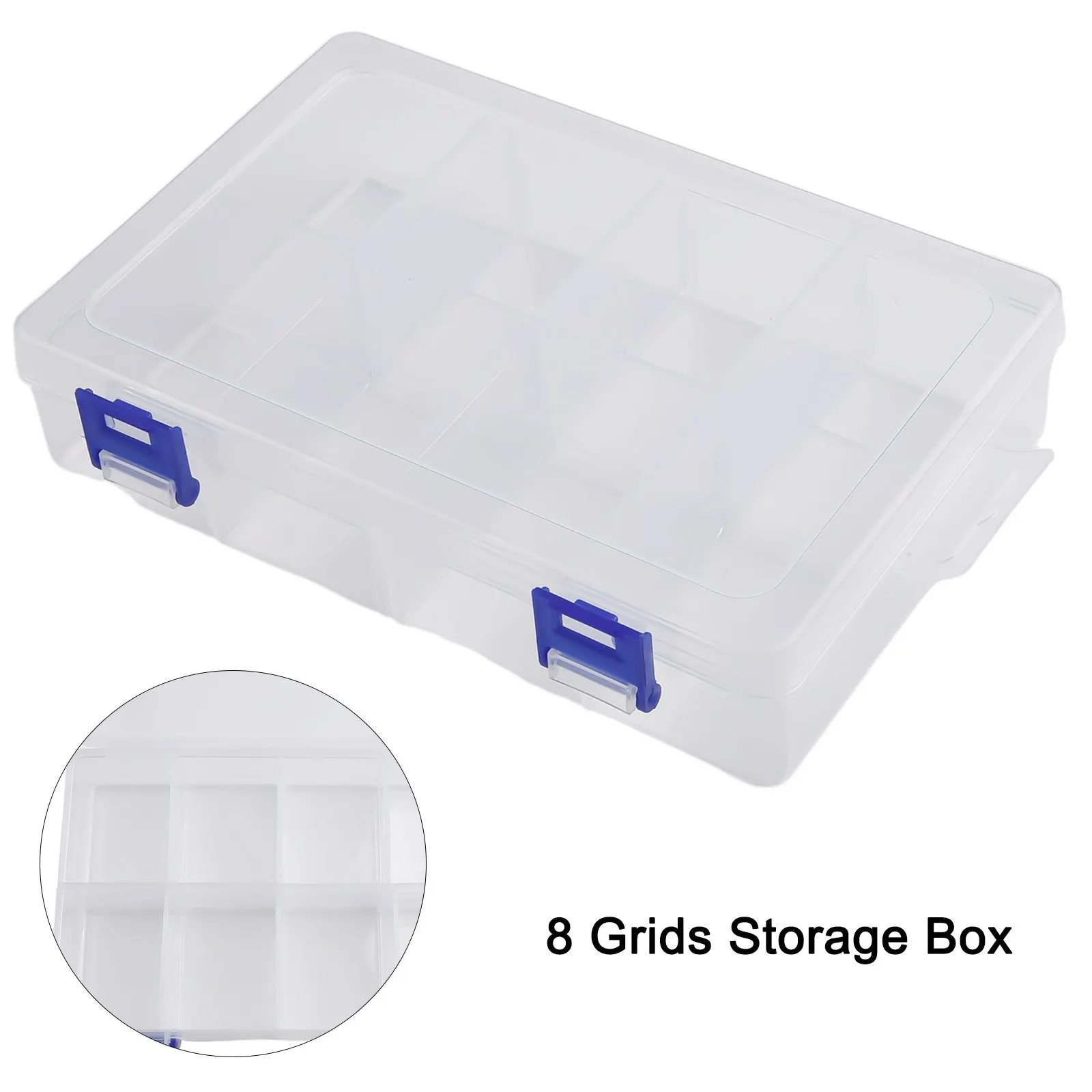 1pc Transparent  Plastic Storage Box 8 Grids Tools Organizers Storage Tools Can Be Locked For Store Small Accessories