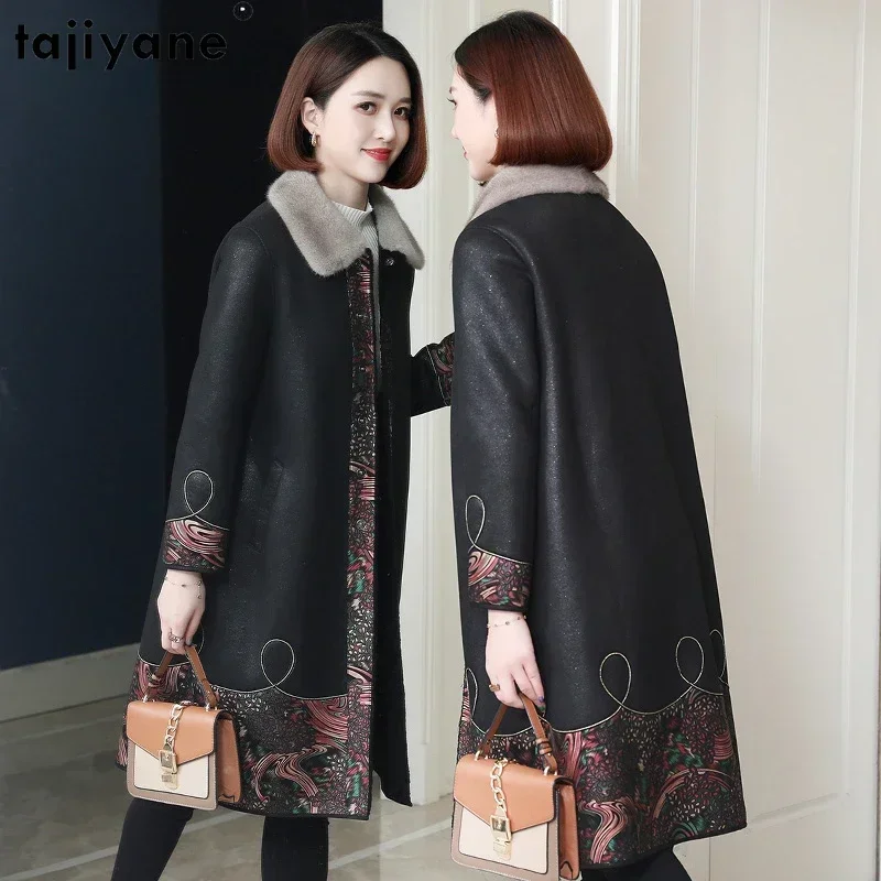 Tajiyane Casual Schapenscheerjack Voor Dames Herfst Winter Halflange Wollen Jas Mode Nertsen Bontkraag Roupas Femininas