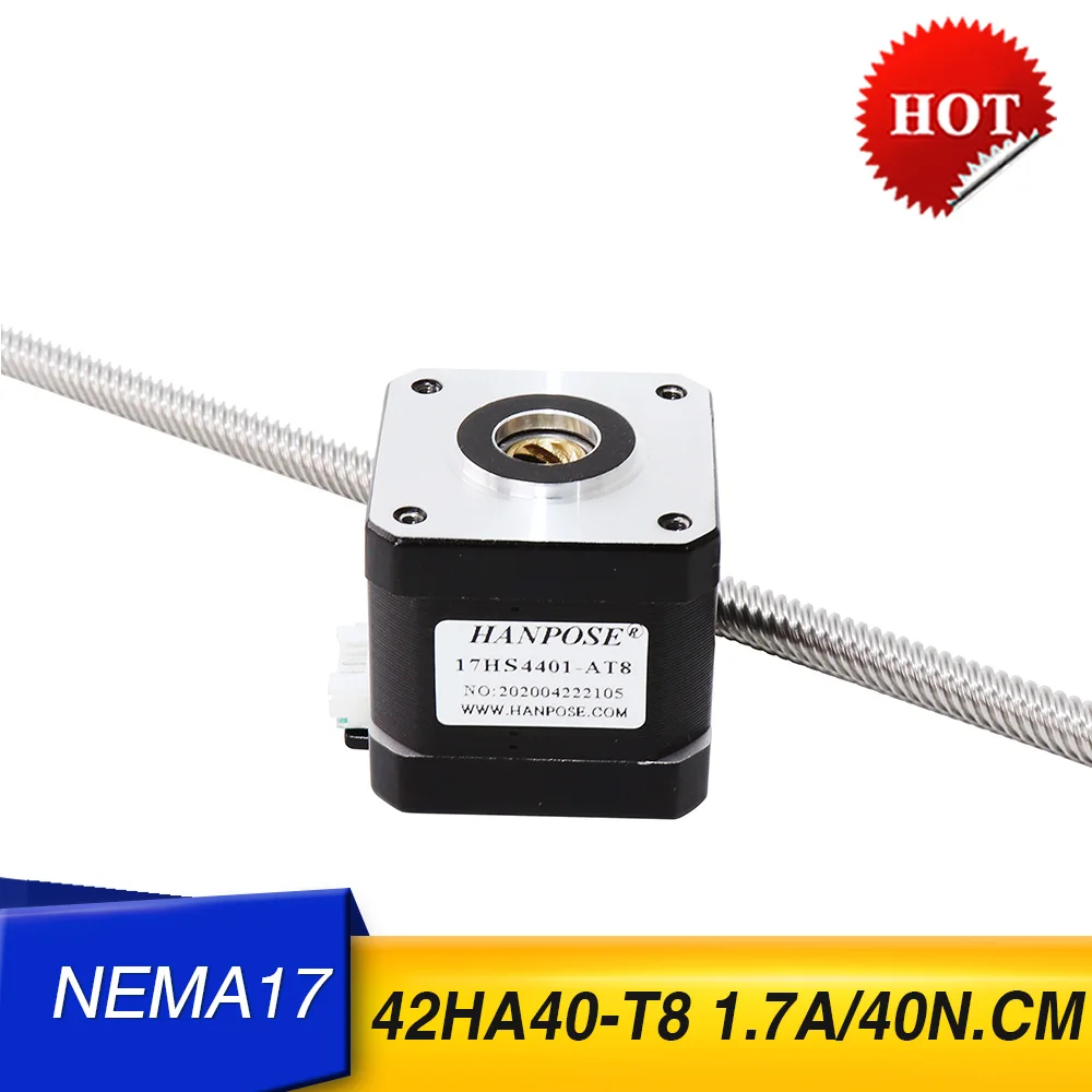 

42HA40-T8*12 100MM linear stepper motor NEMA 17 Through screw stepper motor For CNC worm wheel edging machine