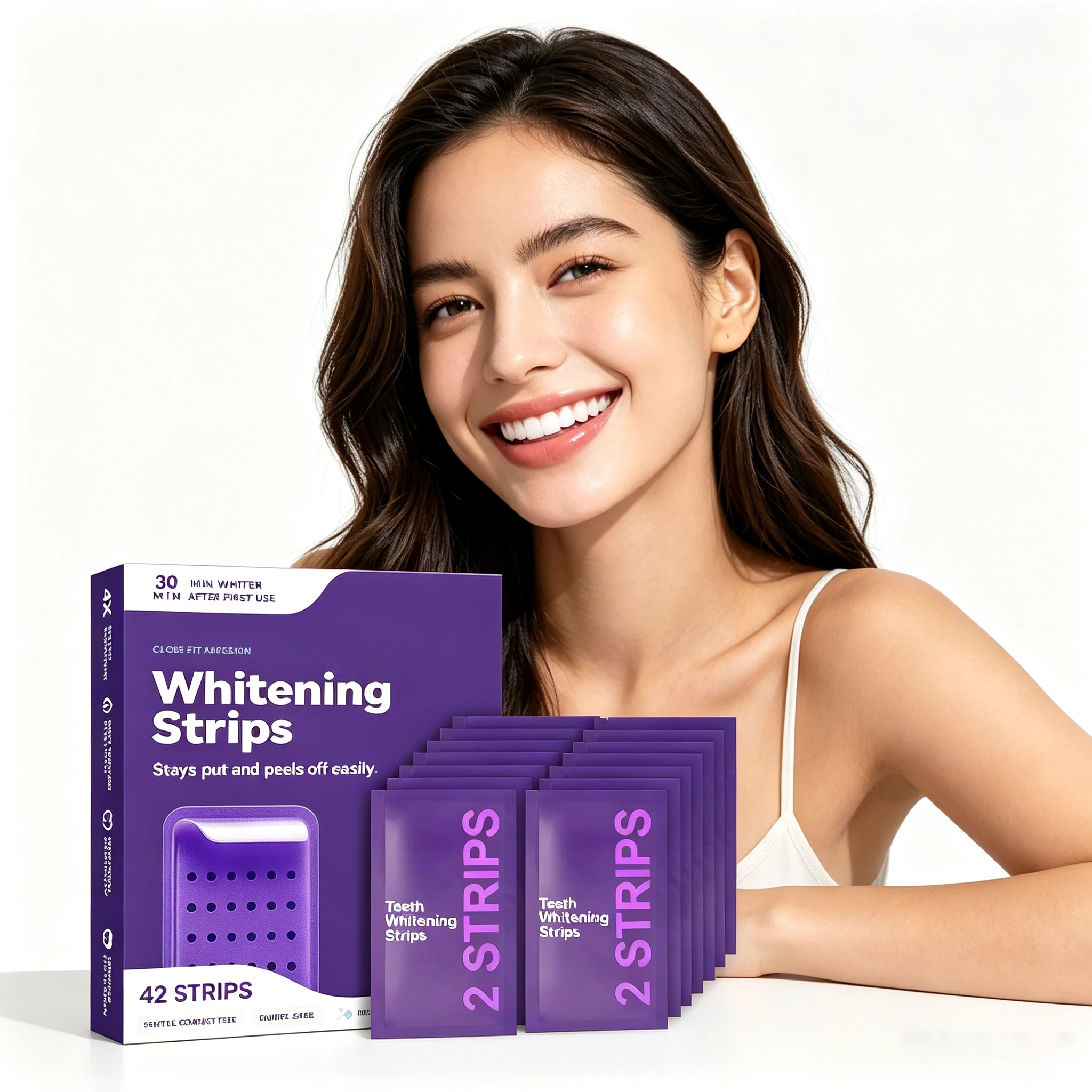 Purple Teeth Whitening Strips Weaken Yellow Tooth Brightener Clean Stains Reduce Sensitivity Oral Care Tooth Brightening Patches