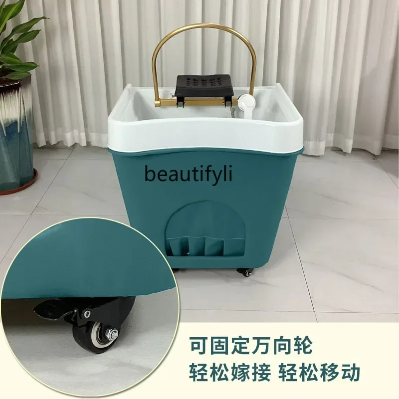 Movable Shampoo Basin Head Therapy Machine Supporting Massage Couch Facial Bed Fumigation Water Circulation Shampoo Machine