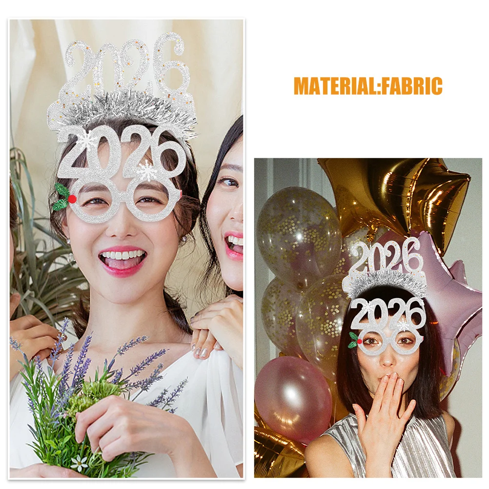 4 Stück Neujahrs-Stirnbänder 2026 Festliches Zahlen-Design Feiertagsparty-Dekoration Haaraccessoire für Heiligabend-Feier Foto