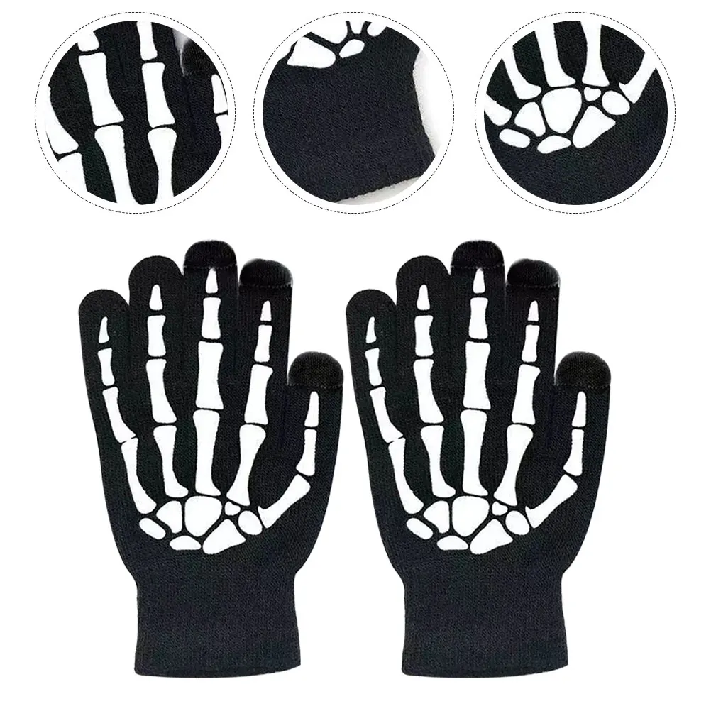 

Fluorescent Claw Halloween Party Bone Costume Accessory Black Full Finger Luminous Goth Scary Riding Glowing