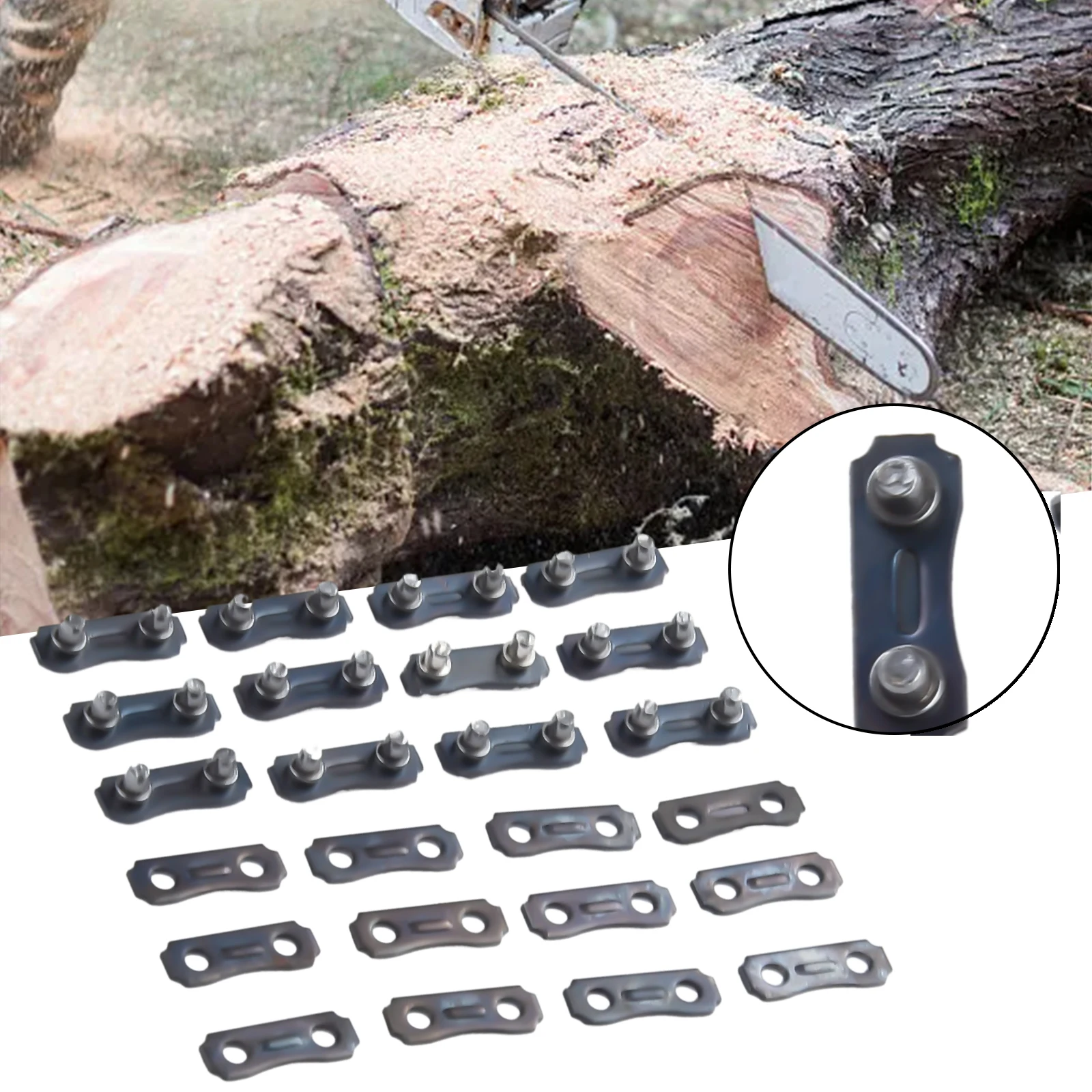 12set Chainsaw Chain Links Connectors 3/8 LP .050 Inch Links Tie Straps For Chainsaw Preset Straps Metal Garden Power Tools