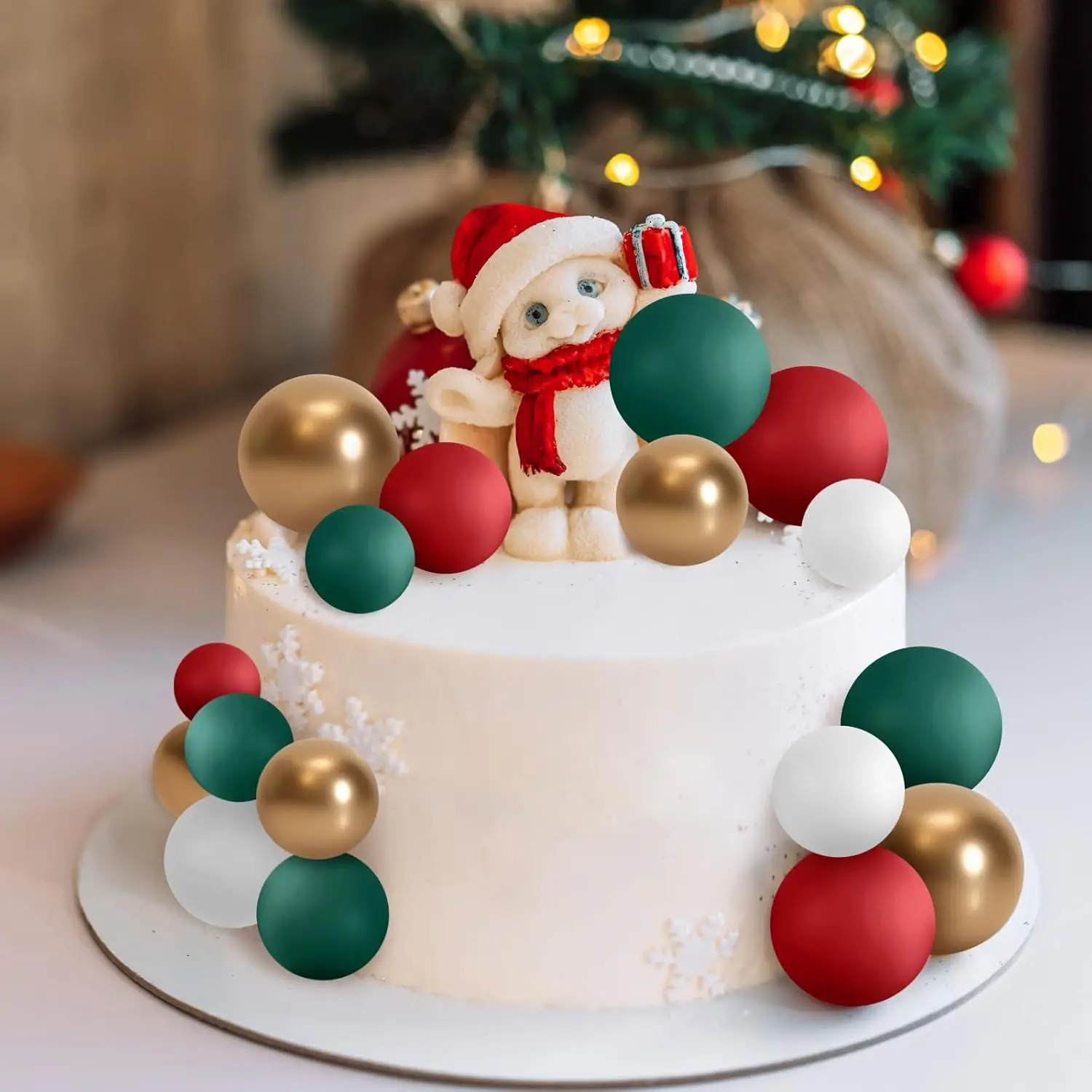 32 Stück Weihnachtskugel-Kuchenaufsatz, Dekorationen, Schaumstoffkugeln, Kuchenaufsatz, Kugeln, Kuchendekorationen für Hochzeit, Party, Geburtstag – Detail 4