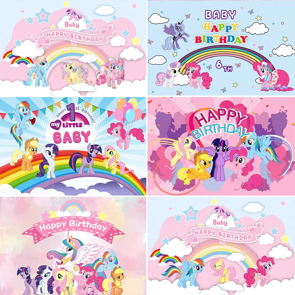 Rainbow Unicorn Theme Photo Background Decoration Little Ponys Birthday Party Supplie Girl Gift Baby Shower Photography Props