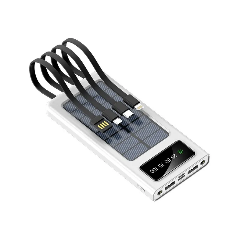 باور بانك 30000/50000 مللي أمبير في الساعة بنك الطاقة الشمسية LED ضوء سعة كبيرة بطارية شحن سريع مع 4 كابلات بنك طاقة خارجي #5