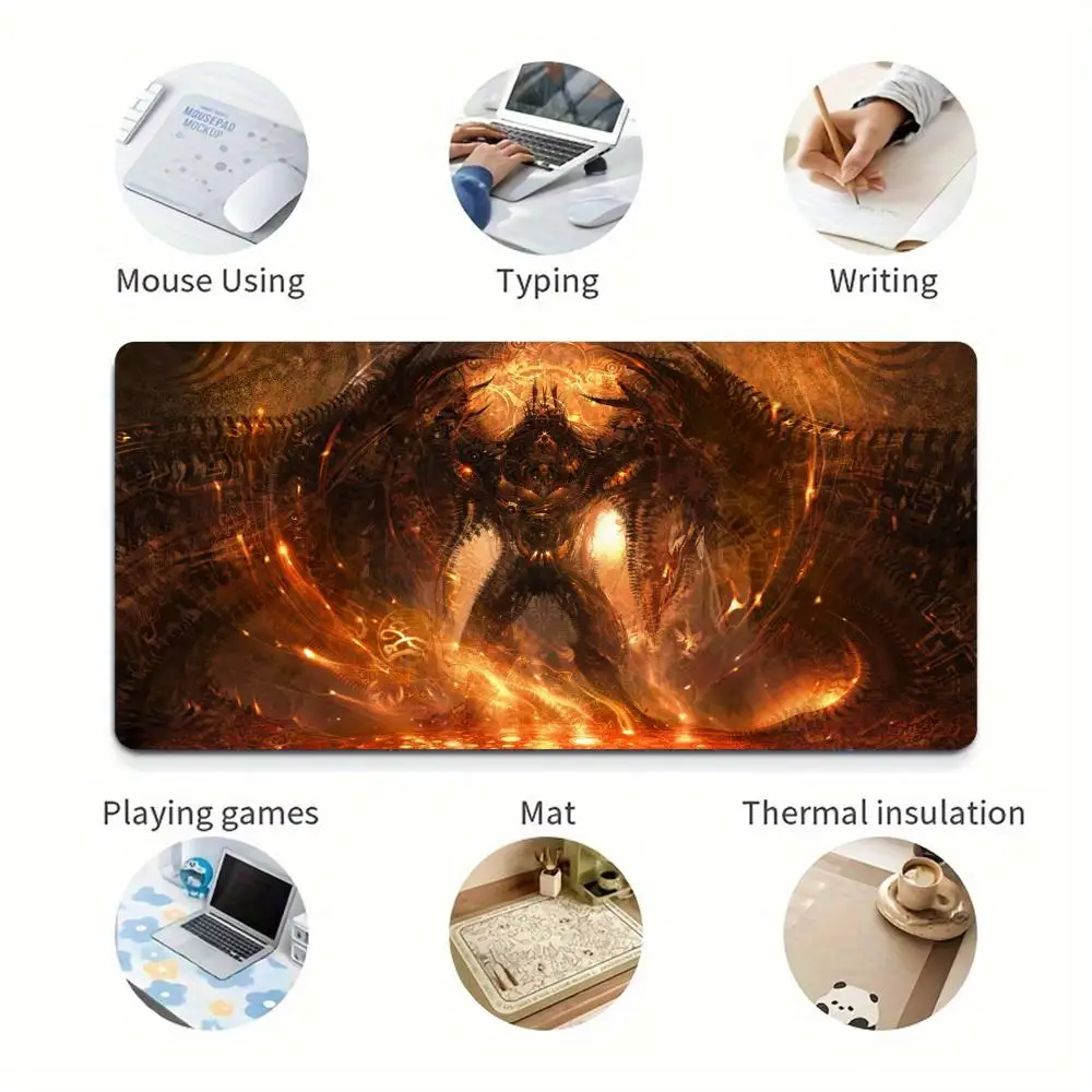 Large gaming mouse padGlowing Wings Warrior design anti-slip rectangular table mat XXL rubber lockedge carpet gaming accessorys